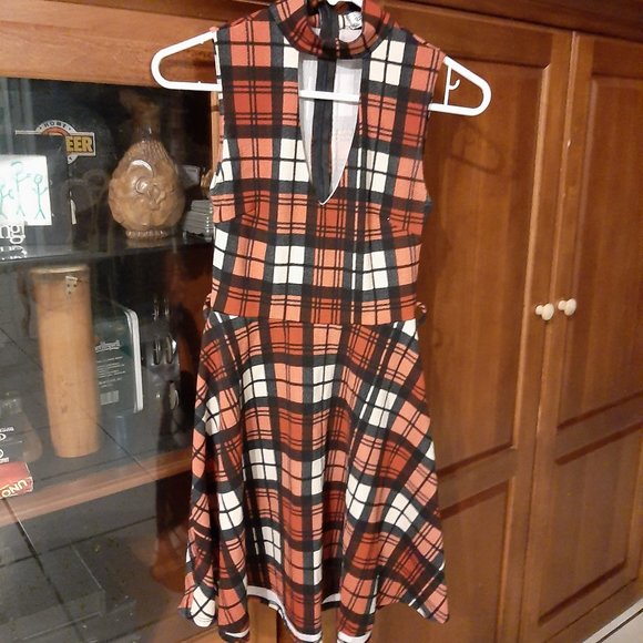 Blood Orange Plaid Dress - Picture 2 of 4